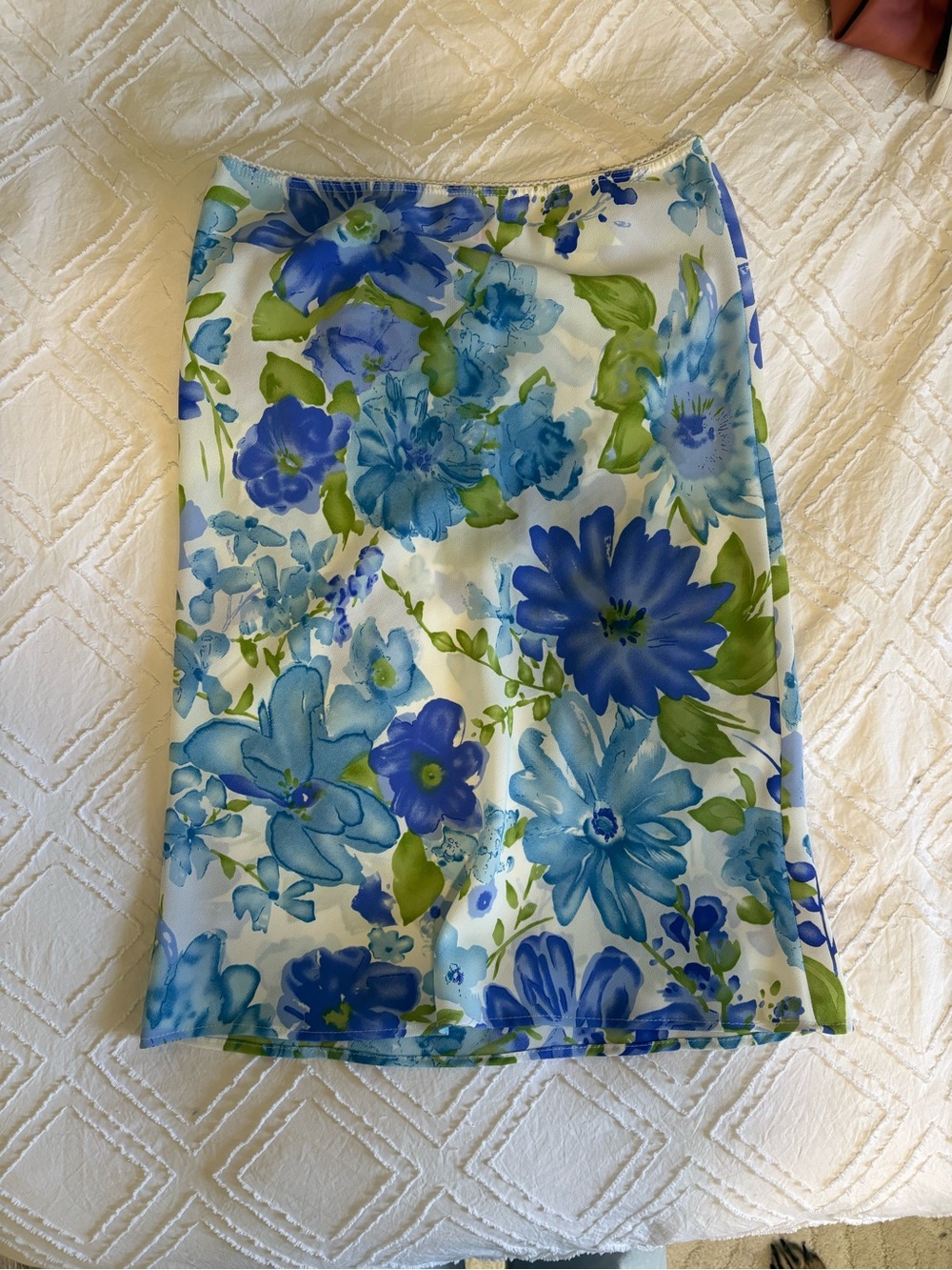 2/$40 * Vintage Floral Midi Skirt - Blue, Green & White
